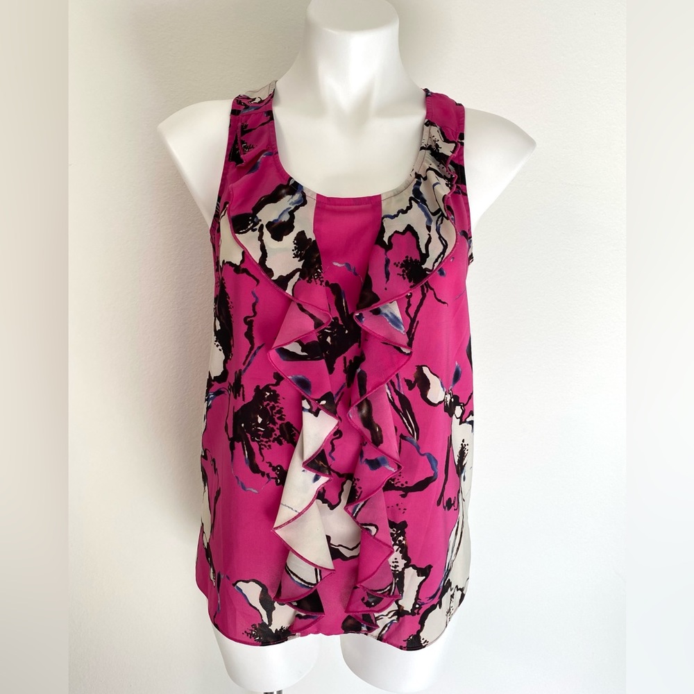 The Limited Ruffled Pink Floral Tank